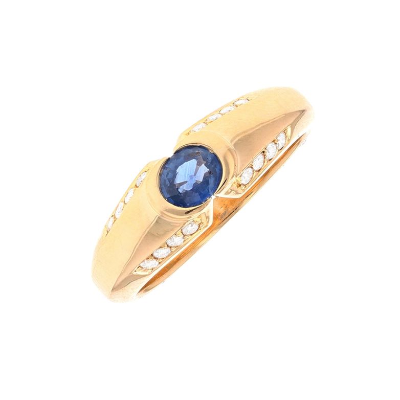 Bague or jaune saphir et diamant(s)