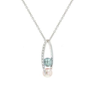 collier or gris diamant et perle