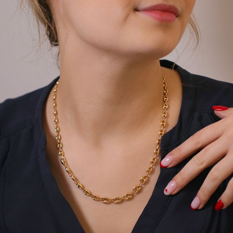 Chaine grain de café or jaune 