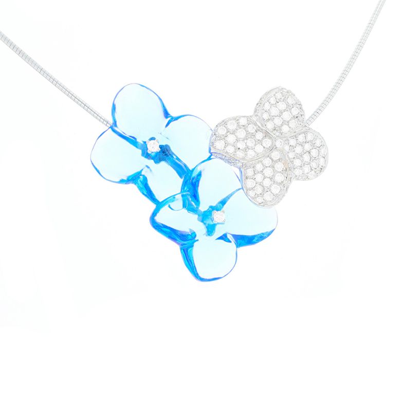 collier or gris diamant (s) signé avec cristal Baccarat