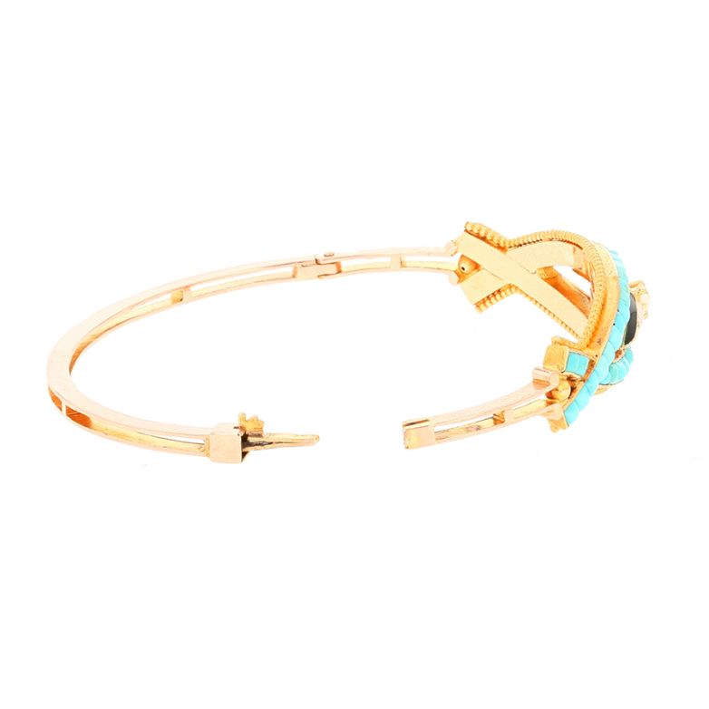 Bracelet jonc rigide 2 ors Pierres fines 