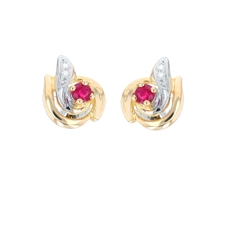 Boucles d'oreilles or bicolore Rubis 