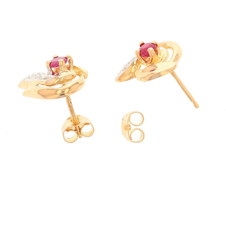 Boucles d'oreilles or bicolore Rubis 
