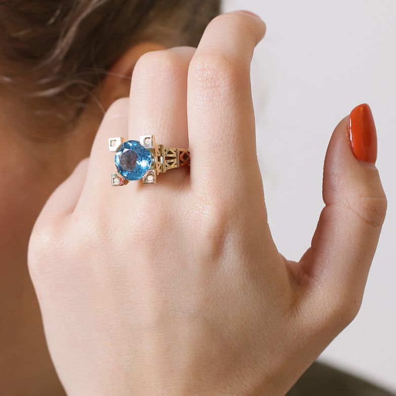 Bague or jaune diamant,P.fine 