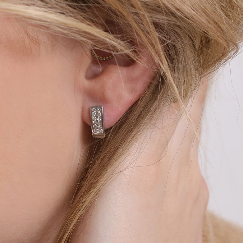 Boucles d'oreilles or gris diamant (s) 