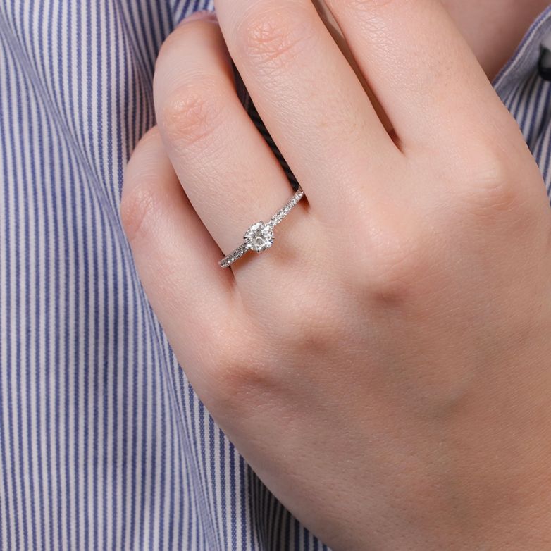 Solitaireor gris diamant (s) signé 
