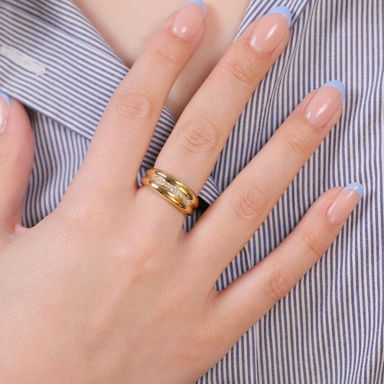 Bague or jaune diamant (s) 