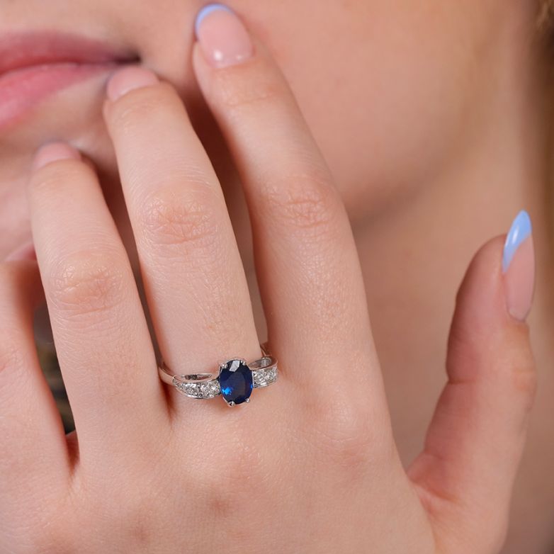 Bague or gris saphir et diamant(s) 