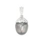 Pendentif or gris diamant et perle