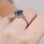Bague Platine diamant,P.fine Topaze traitée "London blue"