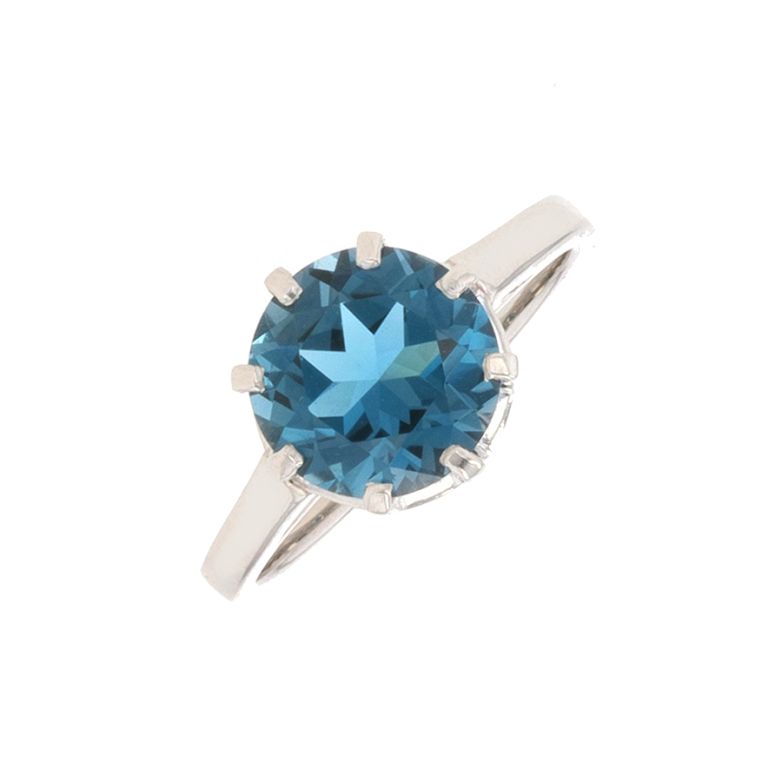 Bague Platine diamant,P.fine Topaze traitée "London blue"