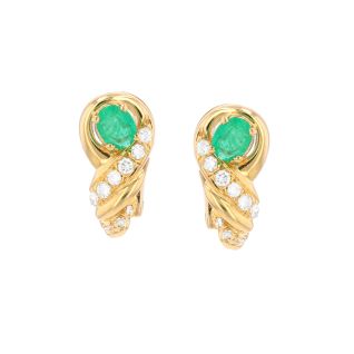 Boucles d'oreilles or jaune émeraude et diamant(s)