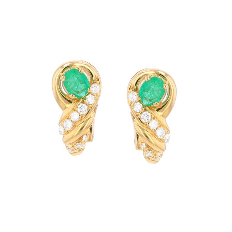 Boucles d'oreilles or jaune émeraude et diamant(s)