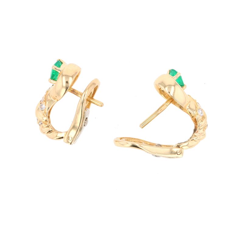 Boucles d'oreilles or jaune émeraude et diamant(s) 