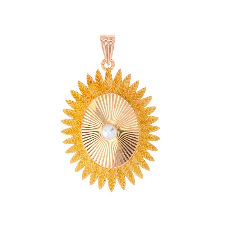 Pendentif or jaune Perle de culture Vintage