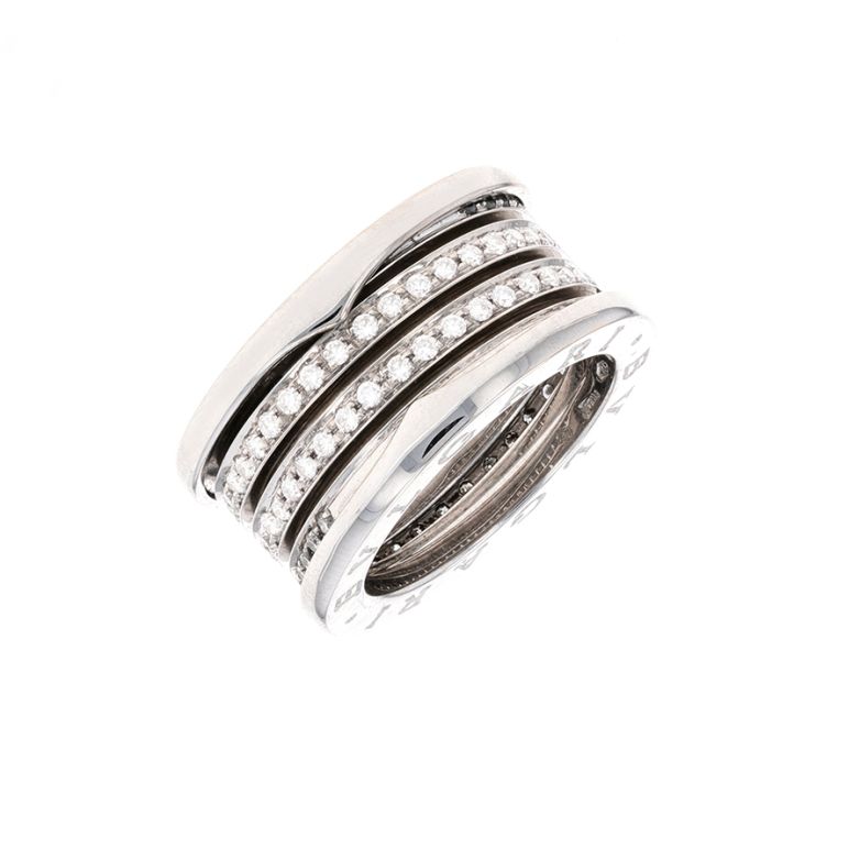 Bague or gris diamant (s) signé BVLGARI "B.Zero1"