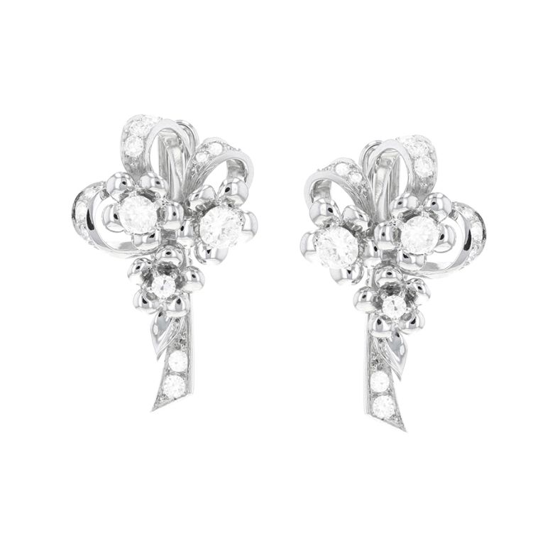 Boucles d'oreilles or gris diamant(s) t. ancienne Vintage