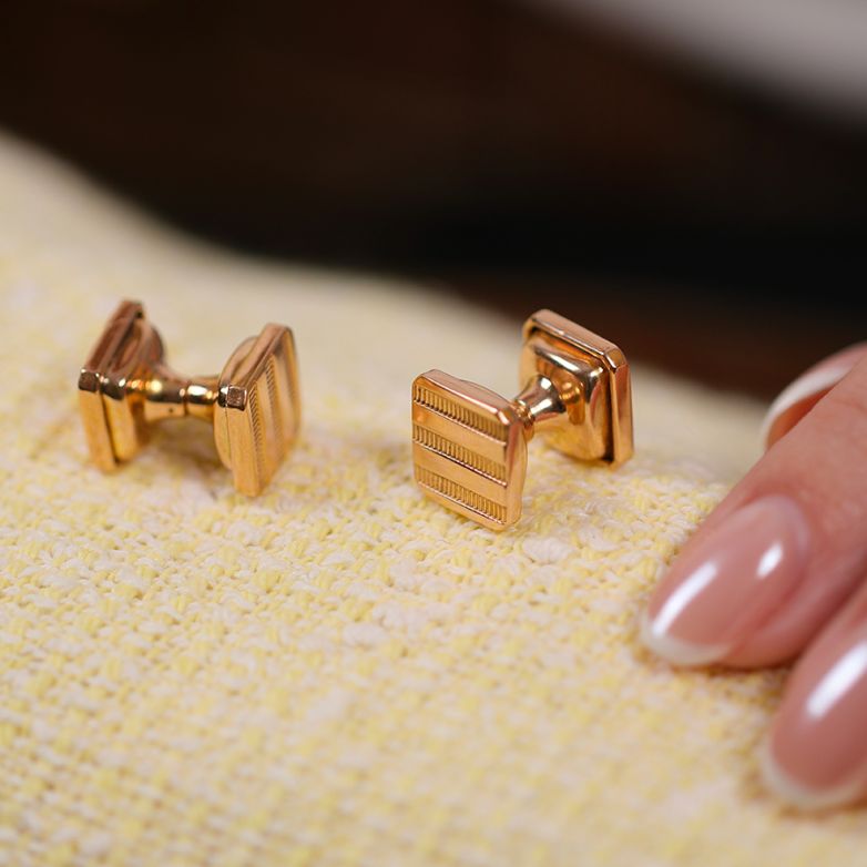 Boutons de manchettes or jaune Vintage 