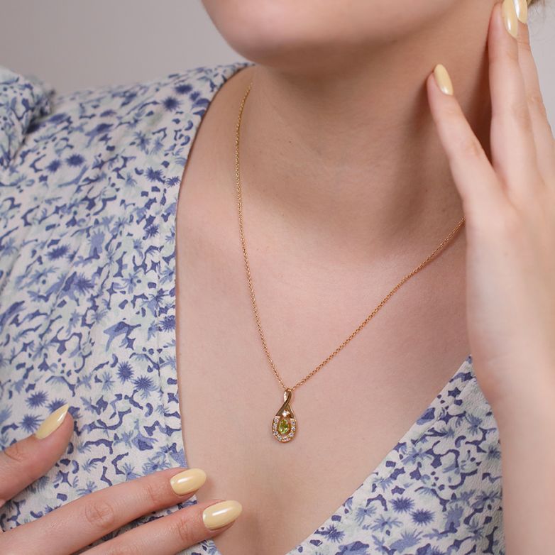collier or jaune diamant,P.fine Peridot