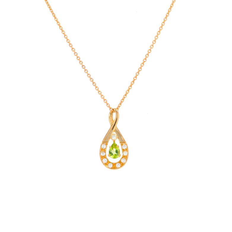 collier or jaune diamant,P.fine Peridot