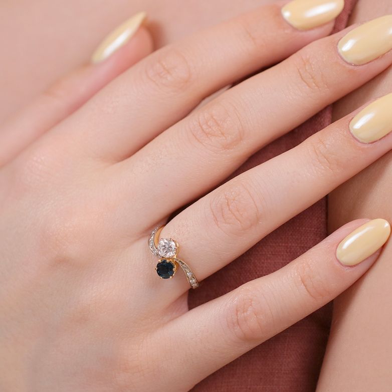 Bague 2 ors saphir et diamant(s) Vintage 