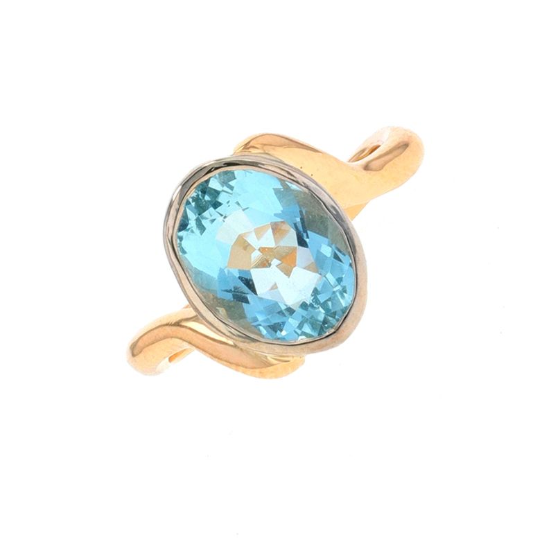 Bague or bicolore aigue-marine