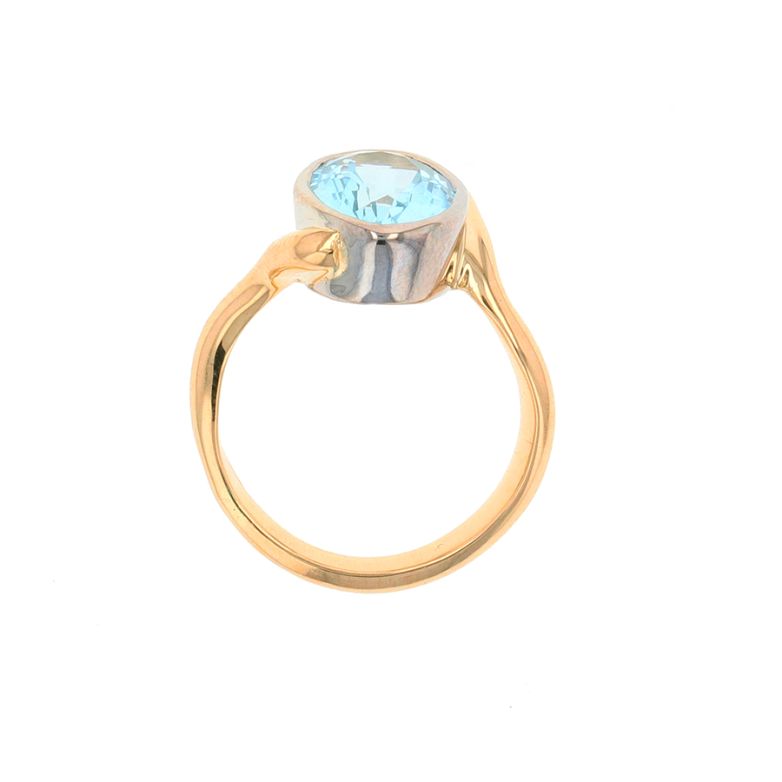 Bague or bicolore aigue-marine 