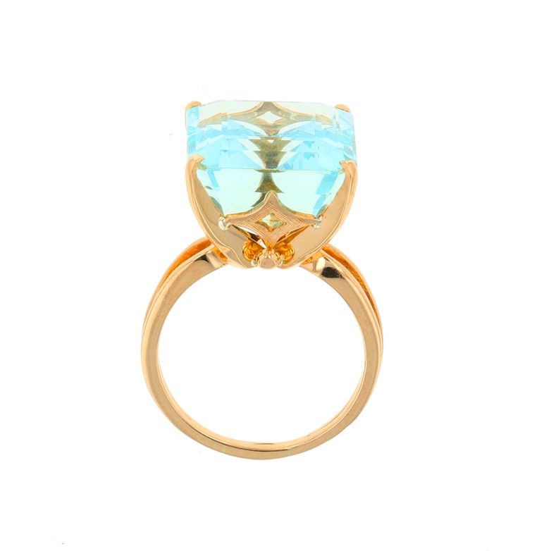 Bague or jaune aigue-marine Vintage 