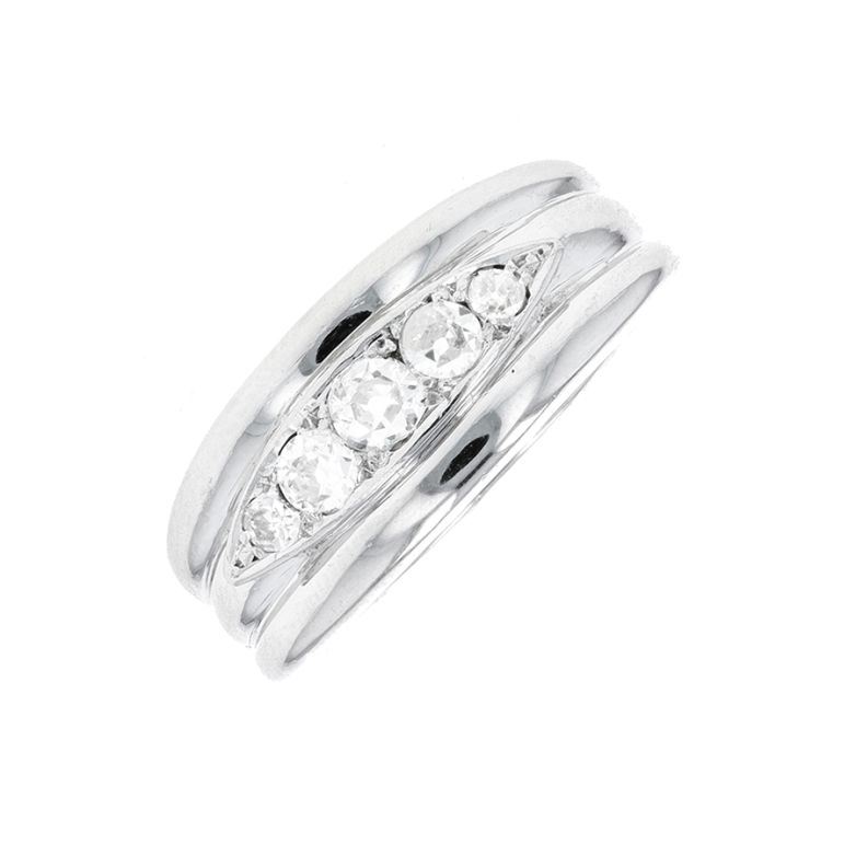 Bague or gris diamant(s) t. ancienne