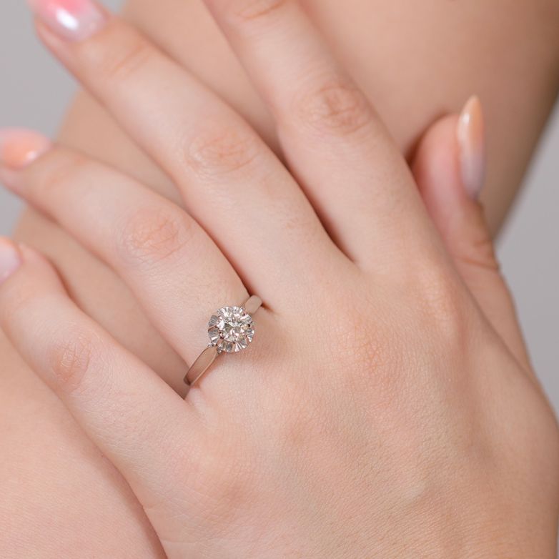 Solitaireor gris diamant(s) t. ancienne Vintage 
