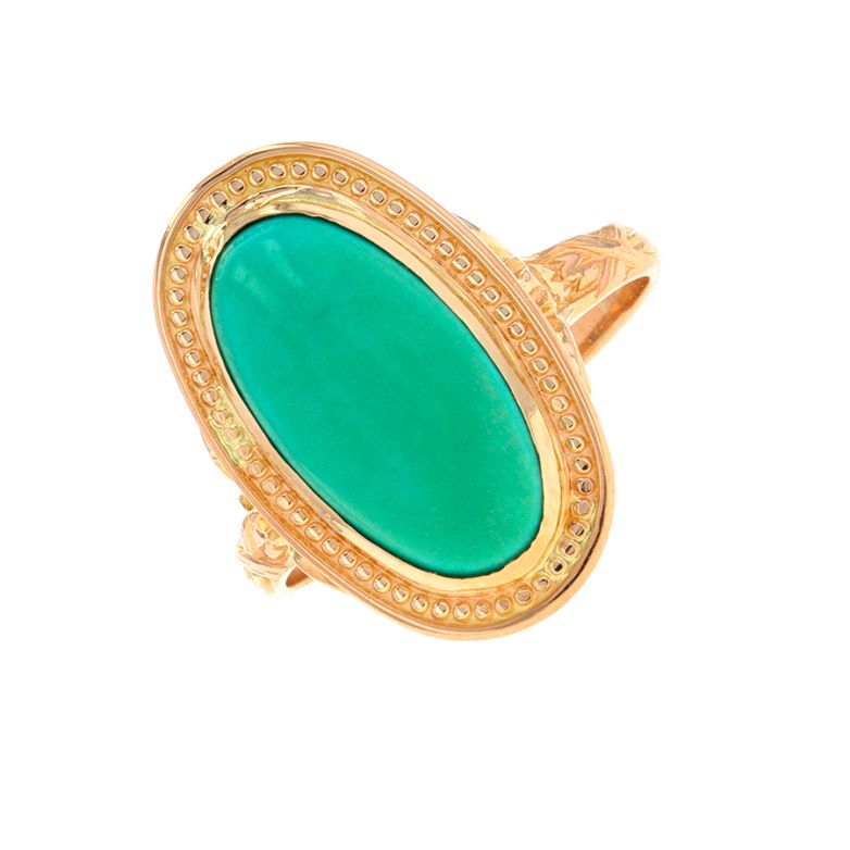Bague or jaune Pierres fines Vintage turquoise