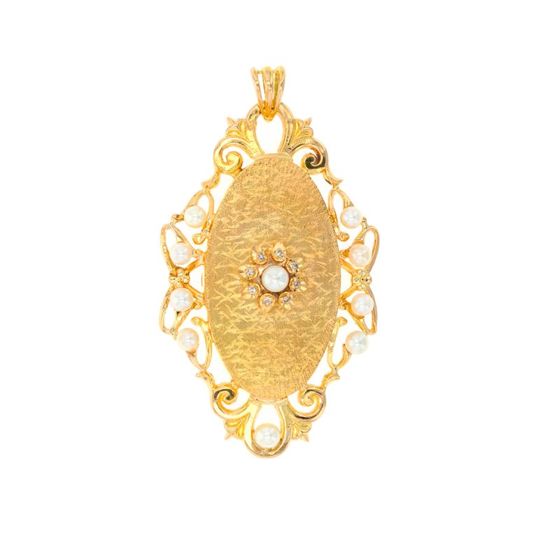 Pendentif or jaune diamant et perle 
