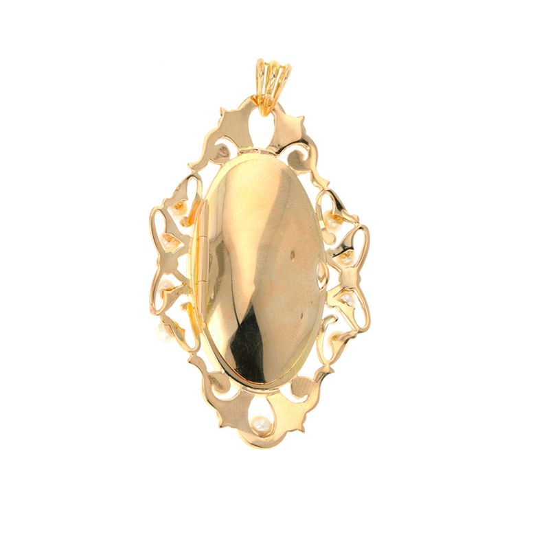 Pendentif or jaune diamant et perle 