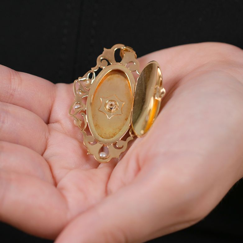 Pendentif or jaune diamant et perle 