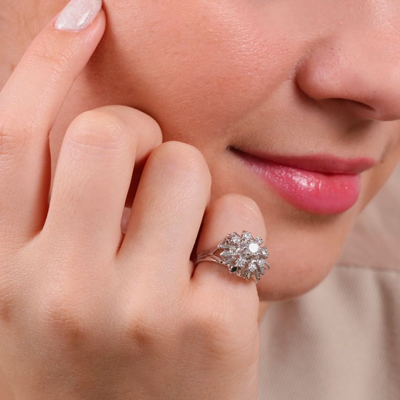 Bague or gris diamant (s) Vintage 