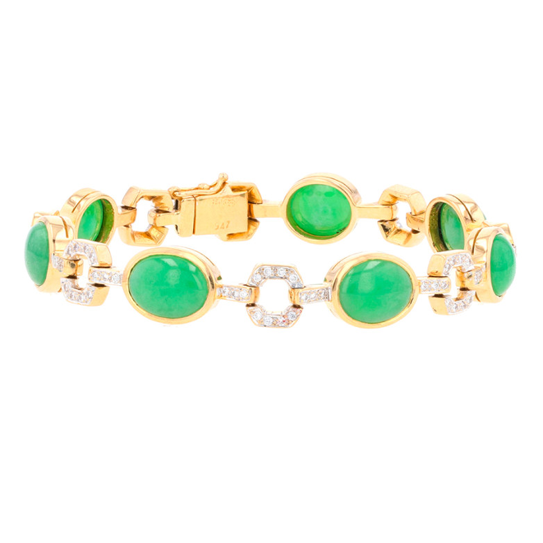 0.49-carat diamond and jade...