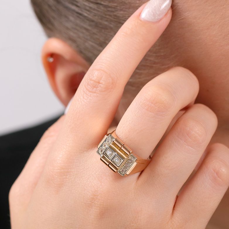 Bague 2 ors diamant (s) Vintage 