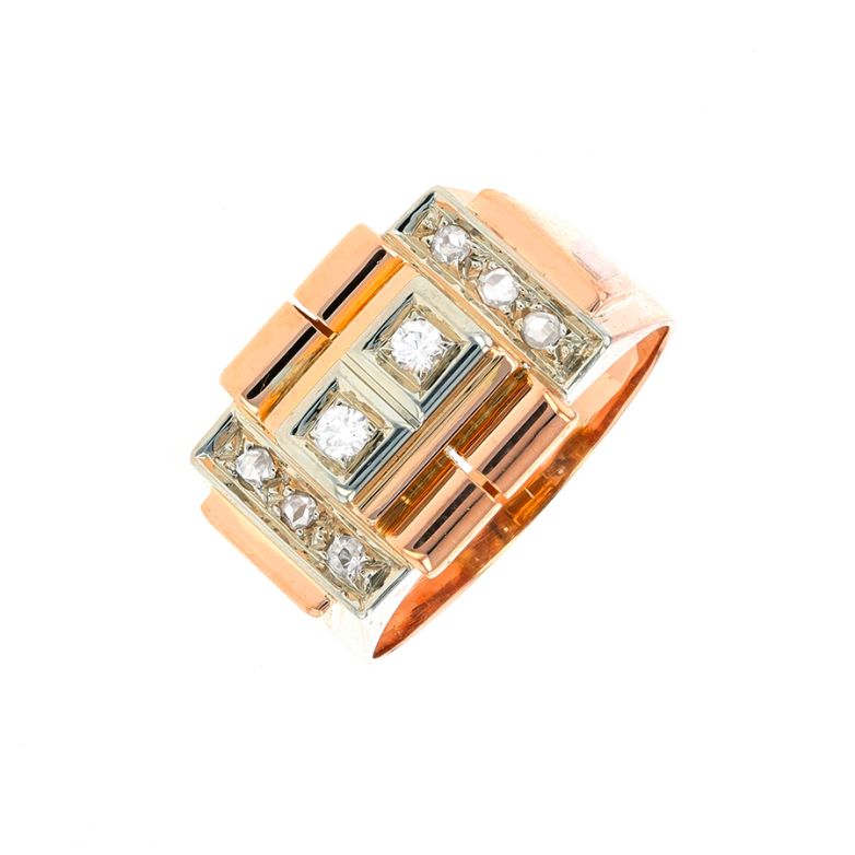 Bague 2 ors diamant (s) Vintage