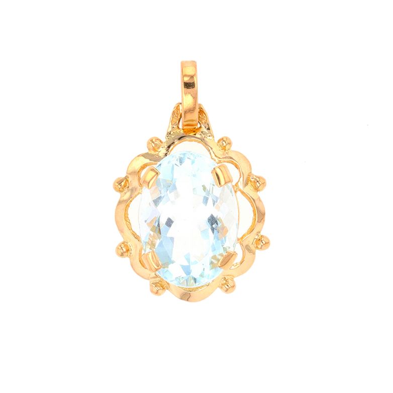 Pendentif or jaune aigue-marine