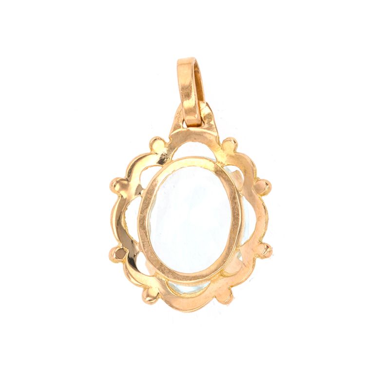 Pendentif or jaune aigue-marine 