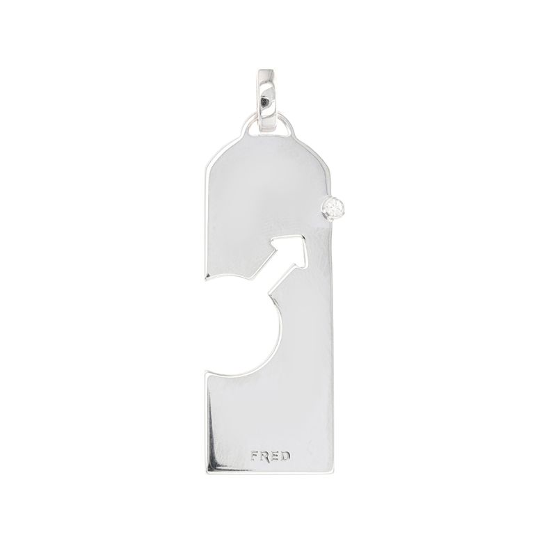 Pendentif or gris diamant (s) signé