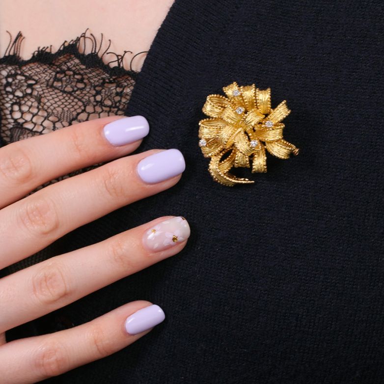 Broche or jaune diamant (s) Vintage 