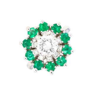 Bague or gris émeraude et diamant(s)