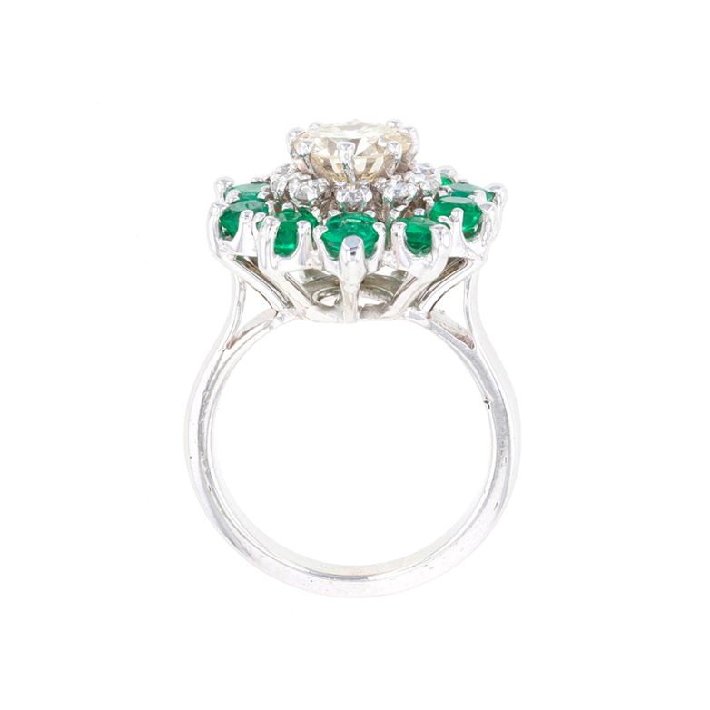 Bague or gris émeraude et diamant(s) 