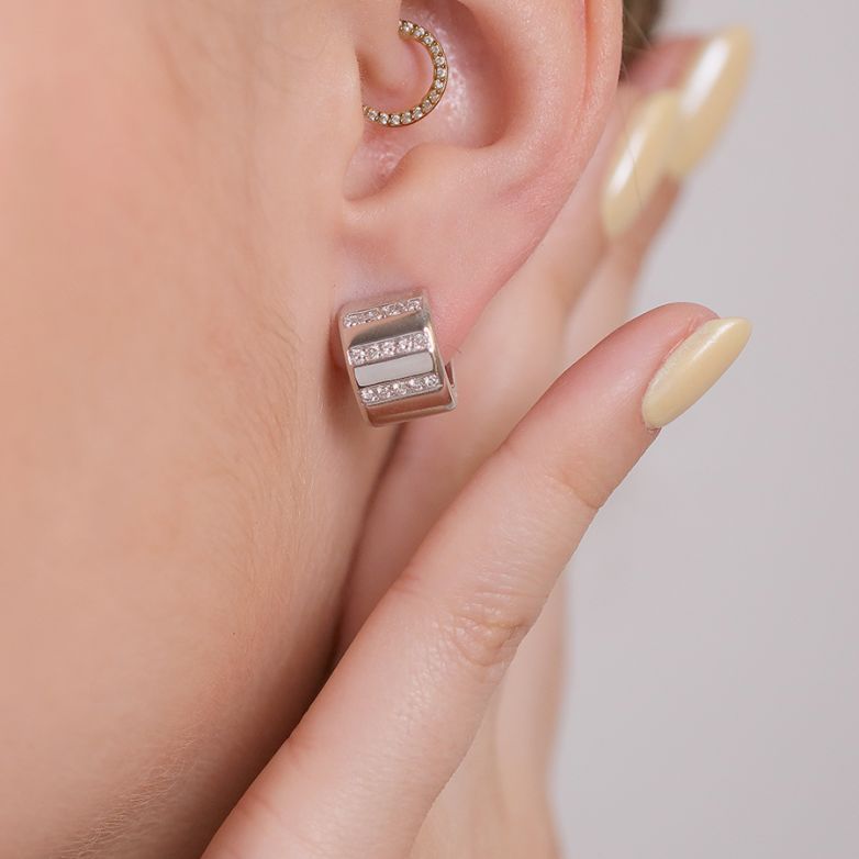 Boucles d'oreilles or gris diamant (s) 