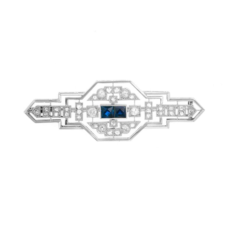 Broche or gris saphir et diamant(s)
