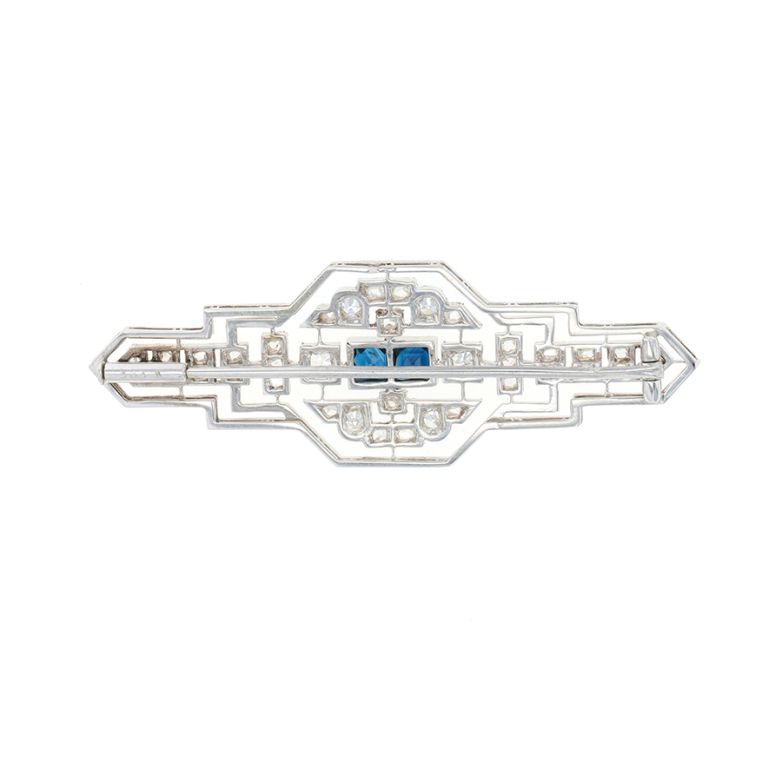 Broche or gris saphir et diamant(s) 