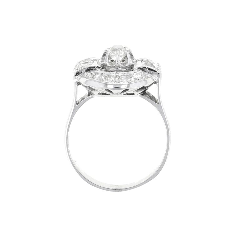 Bague or gris diamant(s) t. ancienne 
