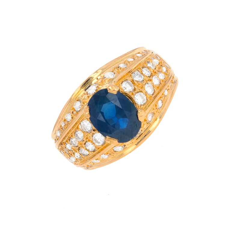 Bague or jaune saphir et diamant(s)