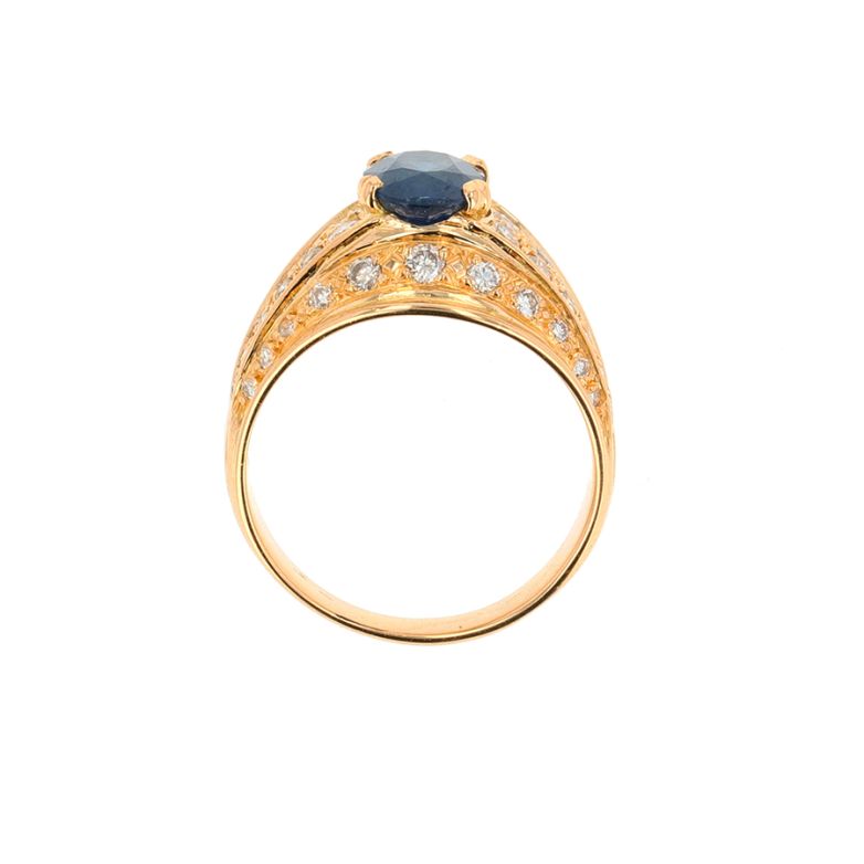 Bague or jaune saphir et diamant(s) 